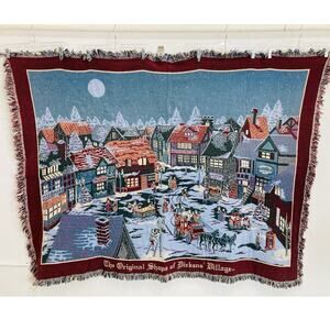 Dickens Village Tapestry Throw Blanket Goodwin Weavers Original Shops Dept 56 Bl